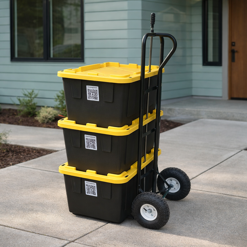 Totes being picked up by delivery person